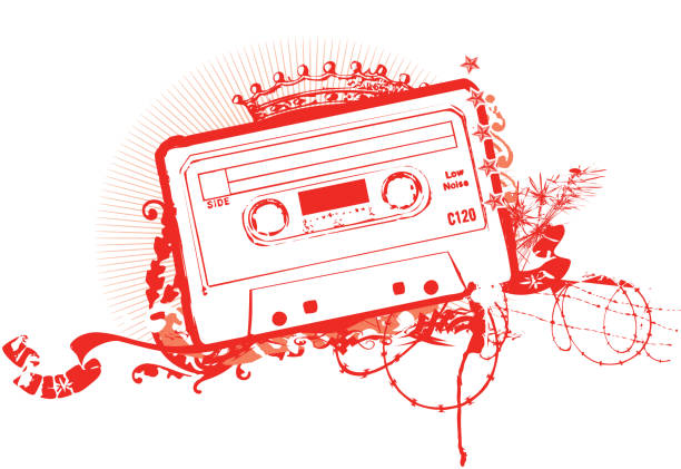 ilustraciones, imágenes clip art, dibujos animados e iconos de stock de cinta - retro revival music audio cassette old