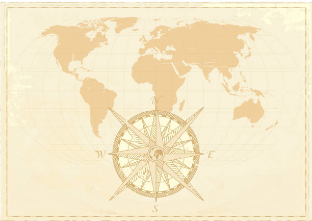 vintage słowo mapa - compass exploration map globe stock illustrations