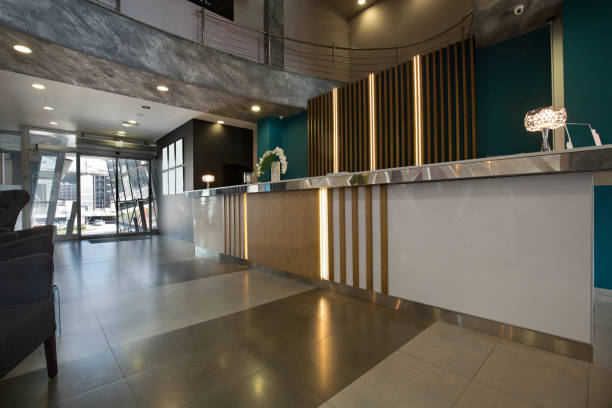 istock Hotel reception area interior with reception desk 926369158
