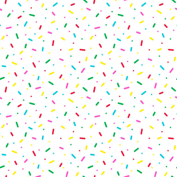 ilustraciones, imágenes clip art, dibujos animados e iconos de stock de patrón sin fisuras con chispitas de colores. fondo de donut glaseado. - pattern seamless fun vector