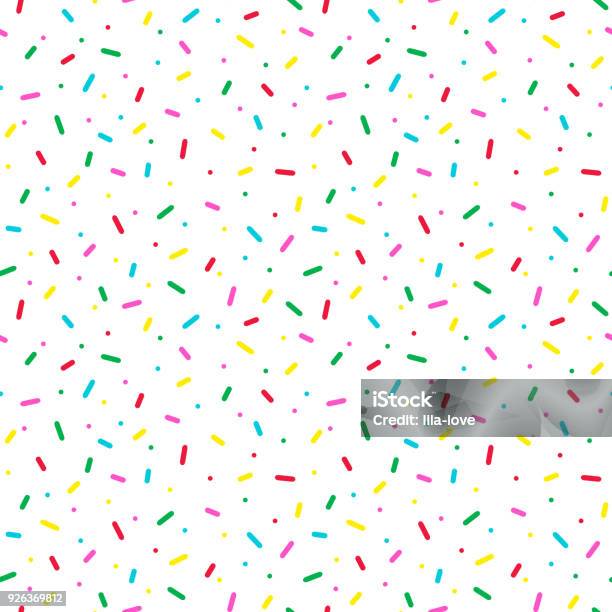 Seamless Pattern With Colorful Sprinkles Donut Glaze Background Stock Illustration - Download Image Now
