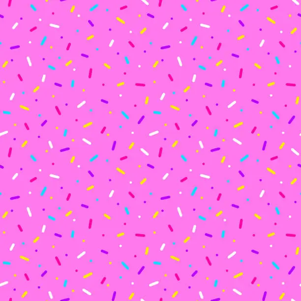 Vector illustration of Seamless pattern with colorful sprinkles. Donut glaze background.