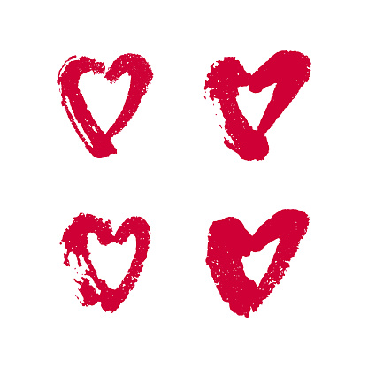 Vector hand drawn ink illustration with hearts.