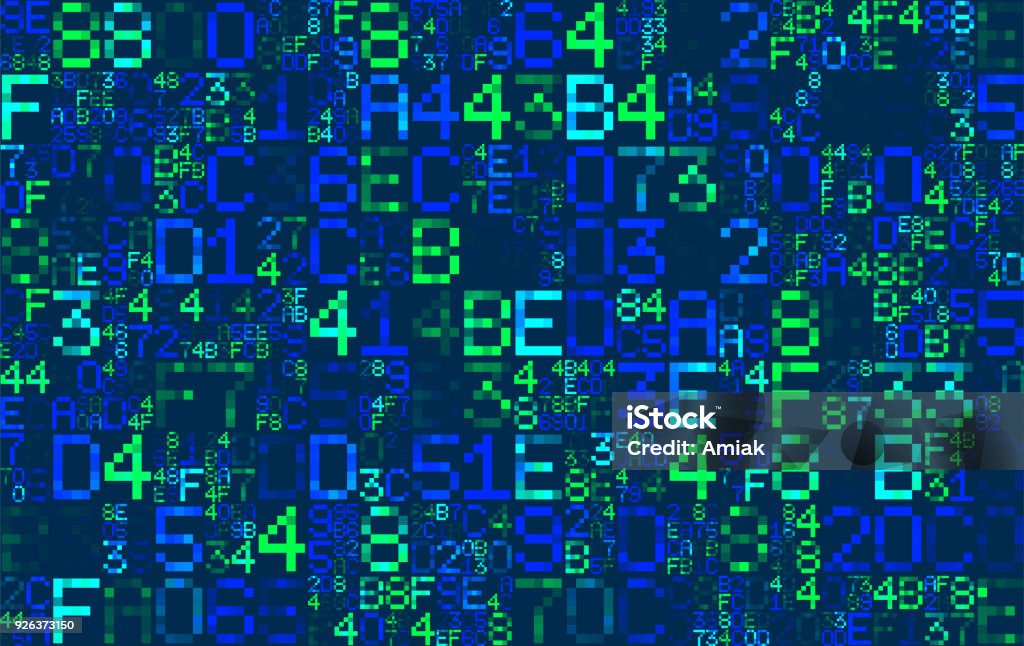Vector Blue Hexadecimal Computer Code Abstract Matrix Background Hacker ...