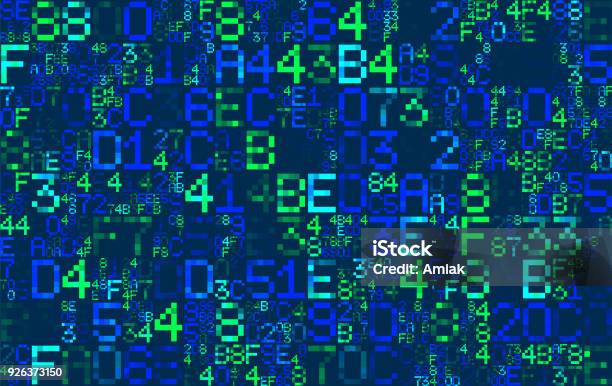 Vector Blue Hexadecimal Computer Code Abstract Matrix Background Hacker ...