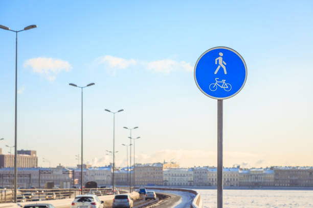 istock a sign of a bicycle path in the city 926373436