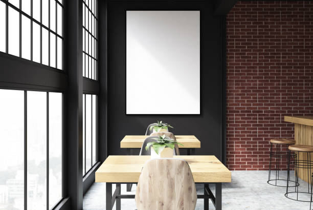 istock Black and brick bar interior poster close up 926375732