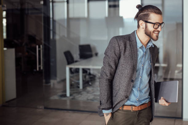 istock Happy businessman smiling, copy space 926376236