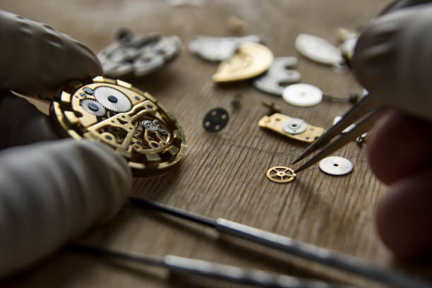 istock Process of installing a part on a mechanical watch, watch repair 926378932