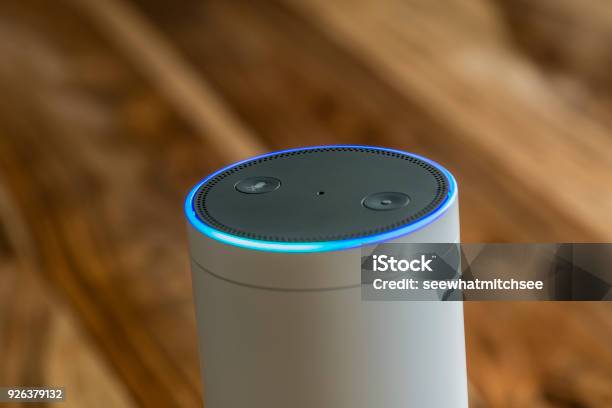 Amazon Echo The Voice Recognition Streaming Device From Amazon Stock Photo - Download Image Now