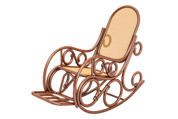 wooden rocking chair isolated on white background