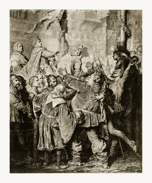 henry v, 1388-1422, 거부 falstaff 판화 - henry v stock illustrations