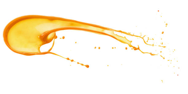 istock Orange juice splash isolated on white background 926385478