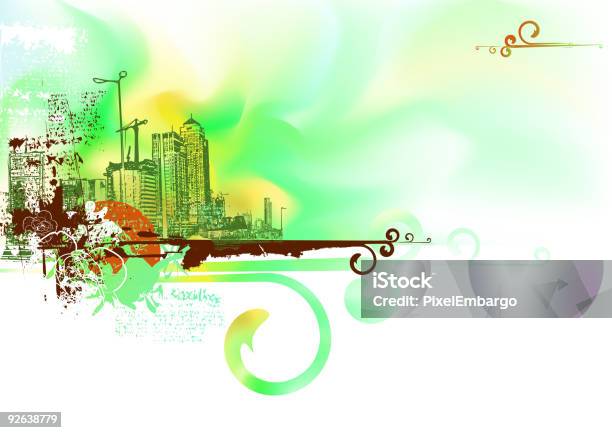 Grunge Urban Background Stock Illustration - Download Image Now - Cityscape, Green Color, Sparse