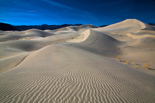 The shapes and lines produced by erosion are the main feature at Eureka Dunes at Death Valley National Park, California