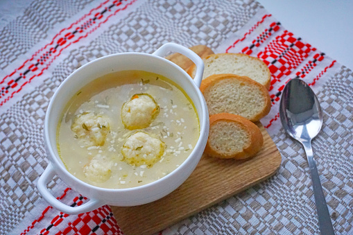 Soup with cheese dumplings