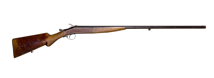 vintage hunting single-barreled shotgun, isolated