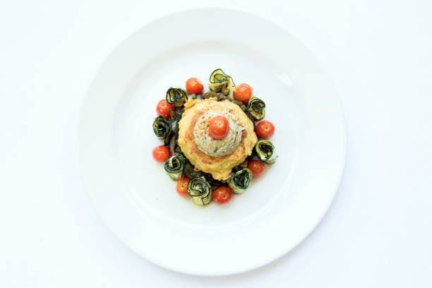 Green pepper and shallots jam, Fried onion in Chickpea flour and almond milk, Roasted Zucchinis, Sautéed Cherry Tomatoes and Baba Ganoush.