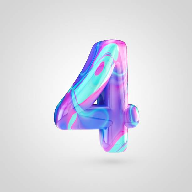 istock Glossy holographic number 4 isolated on white background 926408256
