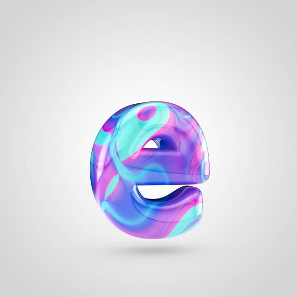 istock Glossy holographic letter E lowercase isolated on white background 926408450