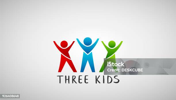 Three Kids Sign Three Kids Vector Design Stock Illustration - Download Image Now - Logo ...