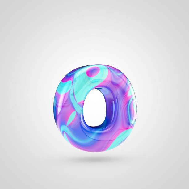 istock Glossy holographic letter O lowercase isolated on white background 926410740