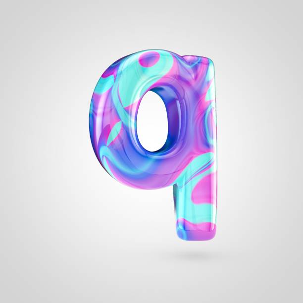 istock Glossy holographic letter Q lowercase isolated on white background 926410812