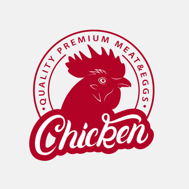illustrations, cliparts, dessins animés et icônes de poulet label, impression, affiche pour la boucherie, marché fermier. - poule naine