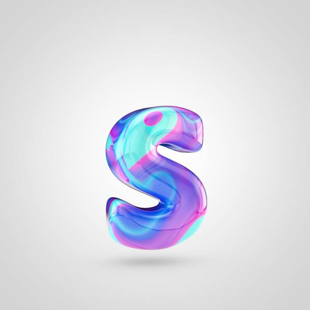 istock Glossy holographic letter S lowercase isolated on white background 926410904