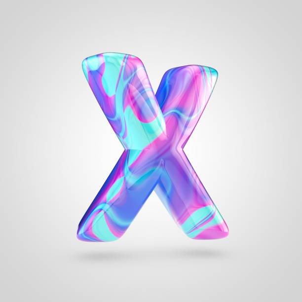 istock Glossy holographic letter X uppercase isolated on white background 926411016