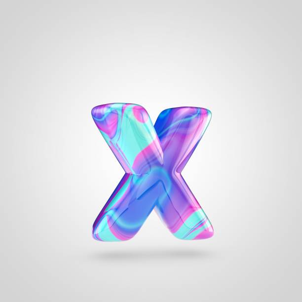 istock Glossy holographic letter X lowercase isolated on white background 926411028