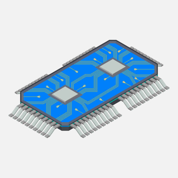 illustrations, cliparts, dessins animés et icônes de micro puce, puce, électronique, style plat - computer chip cpu computer semiconductor