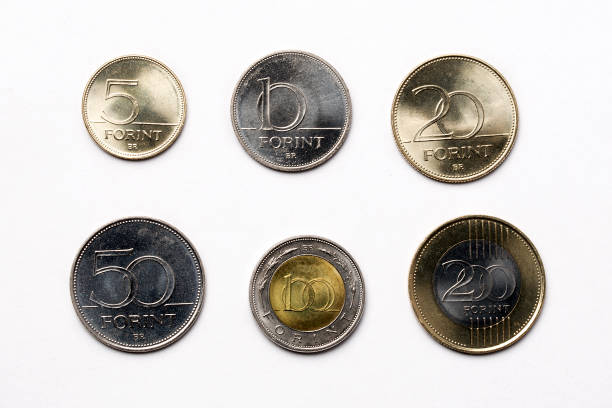 istock Hungarian coins on a white background 926421634