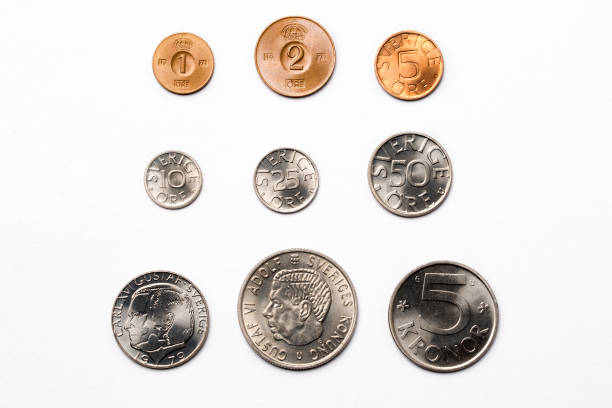 istock Swedish coins on a white background 926421644