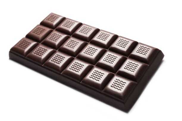Dark chocolate bars isolated on white background.