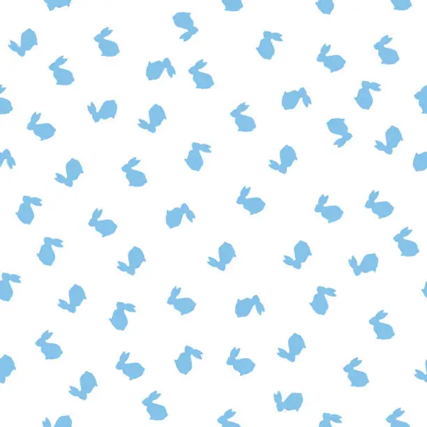 Vector illustration of Little Blue Bunnies Seamless Pattern