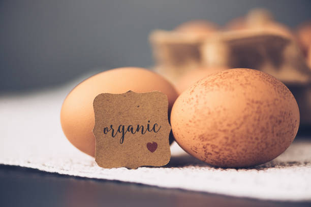 Organic free range eggs on lace napkin