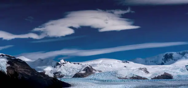 Perito Moreno Glacier in Los Glaciares National Park, Argentina on a gorgeous sunny day.