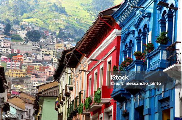 Colonial Style And Green Mountains Stock Photo - Download Image Now - Quito, Ecuador, Andes