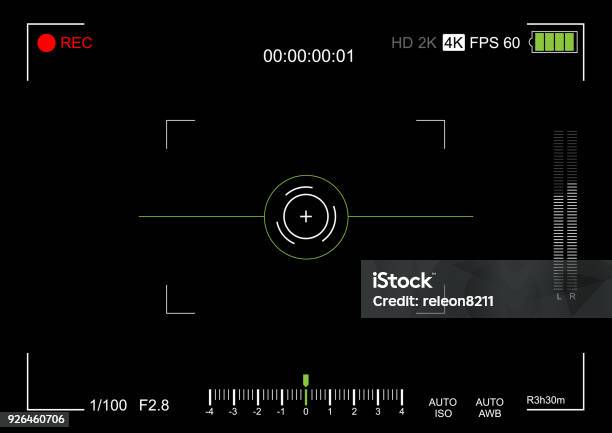 Camera Viewfinder Viewfinder Camera Recording Video Screen On A Black Background Vector Illustration Stock Illustration - Download Image Now