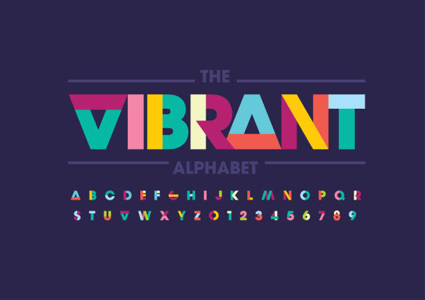 alfabet abstrak - multi warna ilustrasi stok