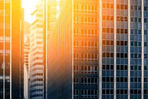 istock Modern office building detail, glass surface with sunlight 926475294