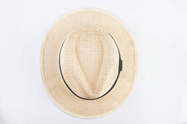 istock Top view of straw hat isolated on white background. 926482878