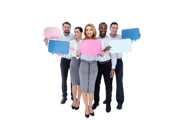 istock Delighted colleagues standing in a form of a triangle 926490182