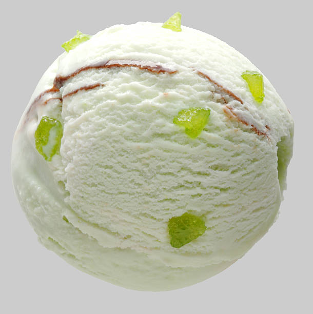 istock Scoop of pear ice cream isolated on gray 92649310