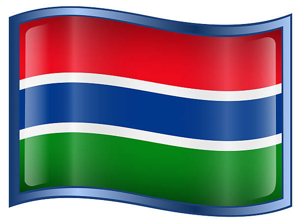 Closeup of Ruffled Gambia Flag, Gambia Flag Blowing in Wind