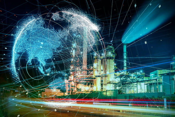 istock Modern factory and global communication concept. 926497354