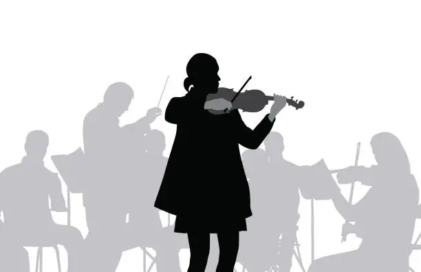 Vector illustration of Violin Orchestra