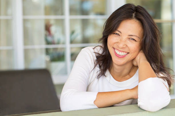 Portrait of an Asian woman smiling. stock photo