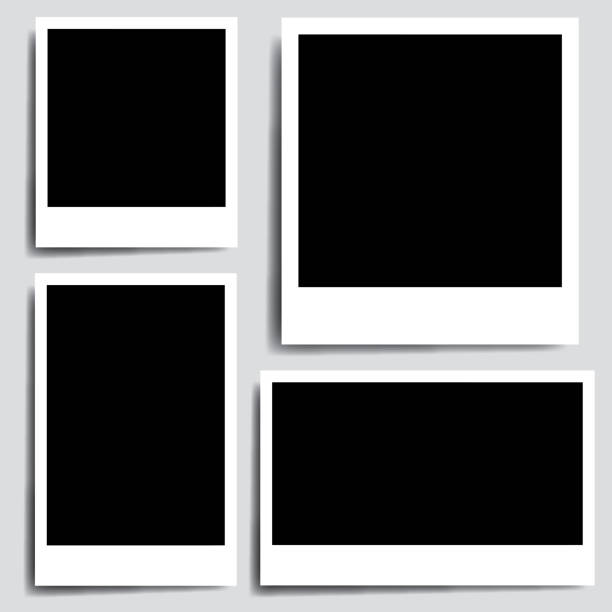 realistische sammlung alte bilderrahmen - vektor - polaroid stock-grafiken, -clipart, -cartoons und -symbole